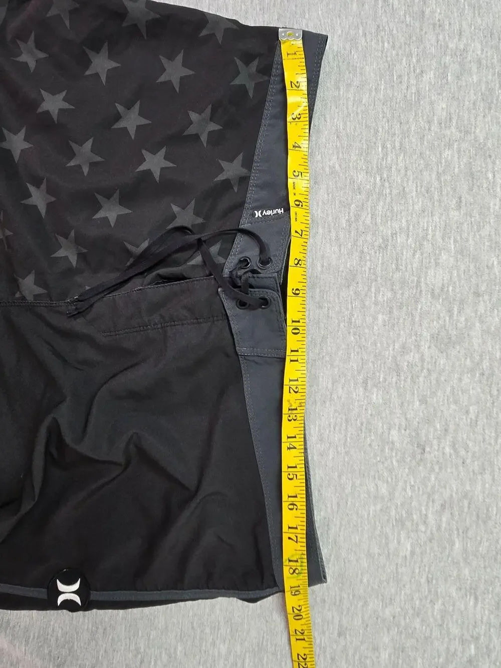 Hurley Board Shorts Mens 38 Black Flag Stars Swim Trunks Drawstring Patriotic